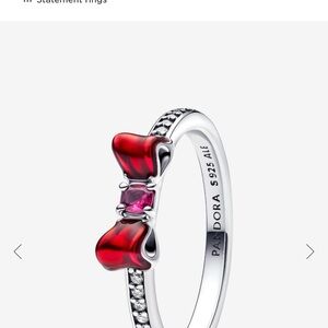 Pandora Silver Ring with Red Bow and Pink Stone